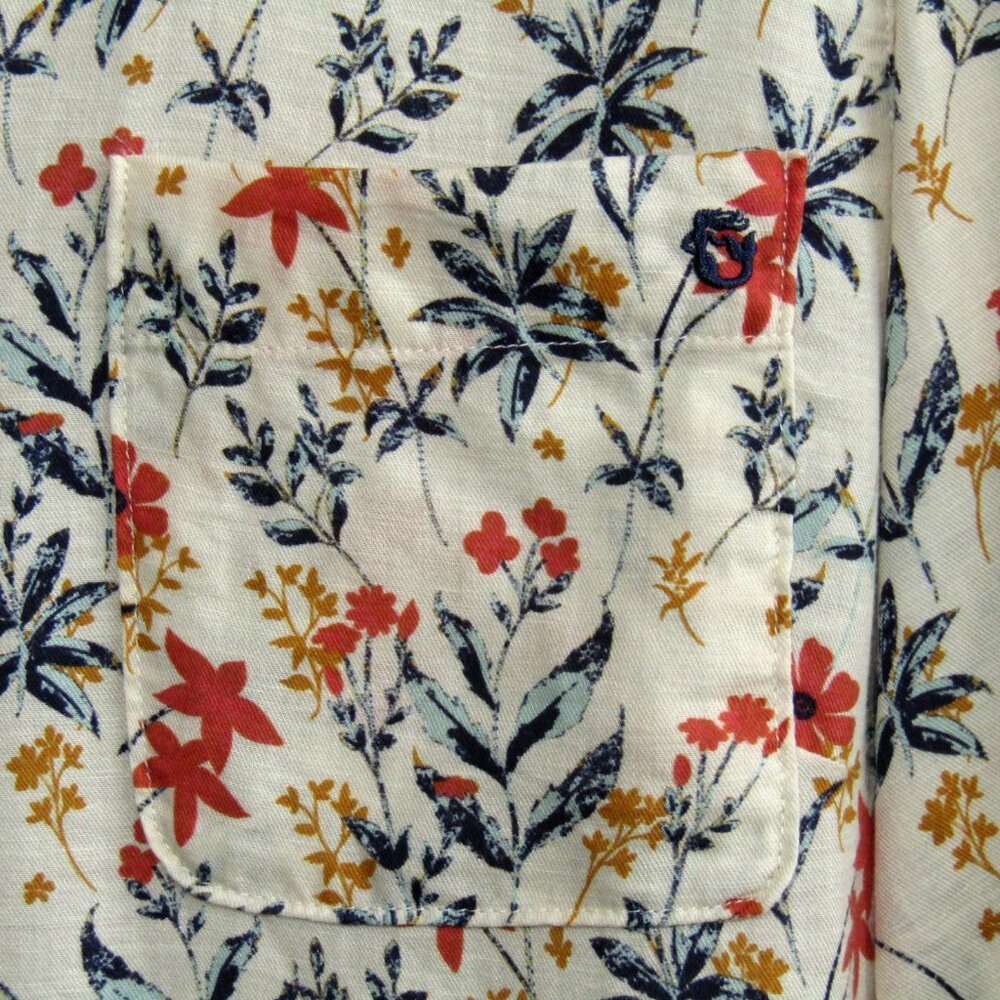 Spartina 449 Cream Floral Linen Blend Button Up Top Blouse Size XL Long Sleeve - Picture 5 of 10